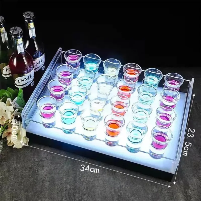 ถาดแก้วช็อตแบบกำหนดเอง ที่วางขวด บริการวีไอพีสำหรับร้านอาหารและบาร์