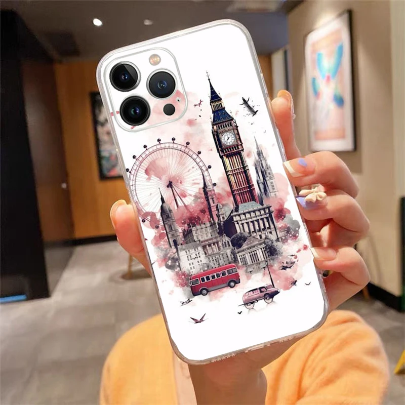 

London aesthetics Phone Case Carcasa Funda For iPhone 17 Pro Max Air 16 15 14 13 Pro Max 15 16 Pro 15Plus 16E Case