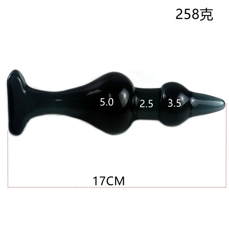 Grand plug anal en verre transparent avec traction de perle arrière de 5 cm de diamètre, 18+ jouet sexuel adulte, masseur de prostate pour la masturbation des hommes
