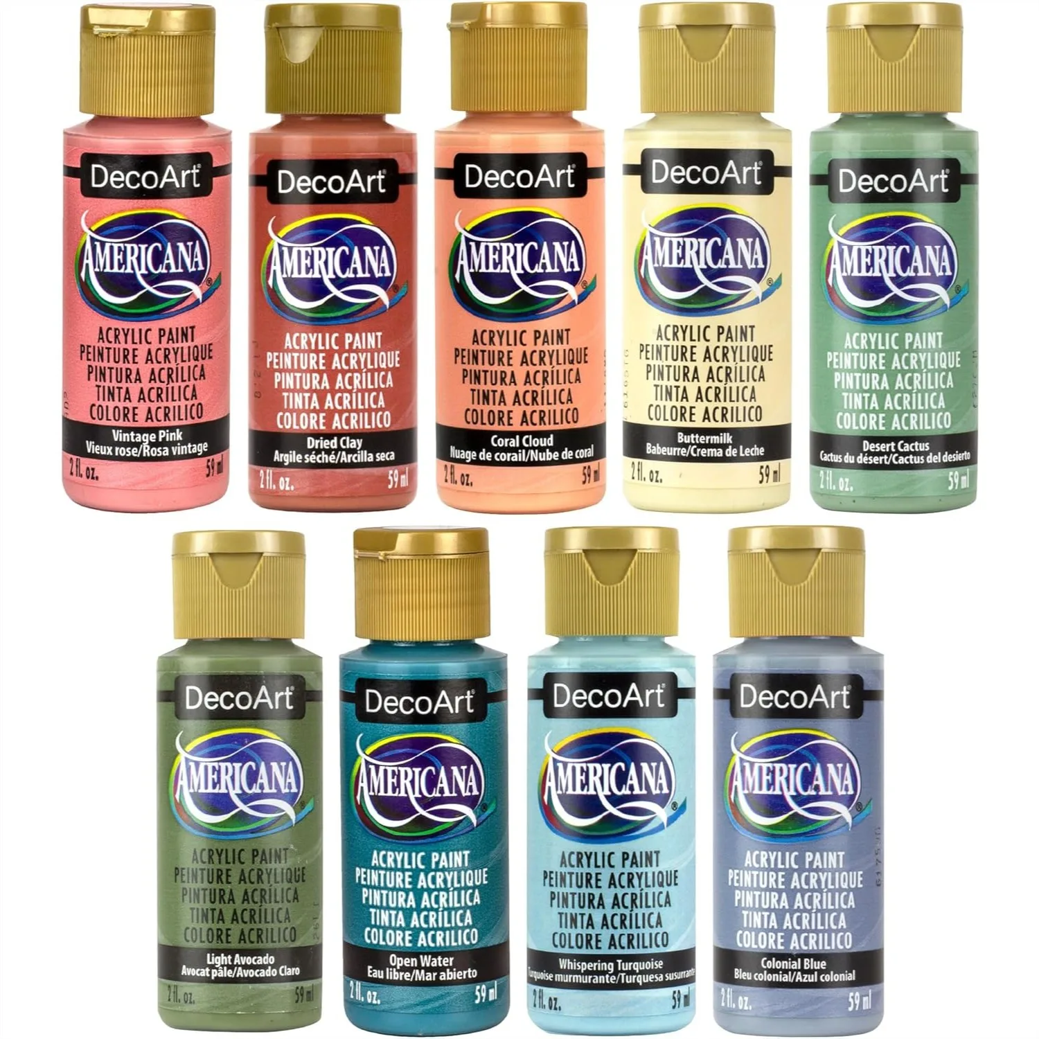 Acrylic Paint Set – 9 Boho Colors, 2 fl oz Bottles for Canvas, Wood, and Craft Projects