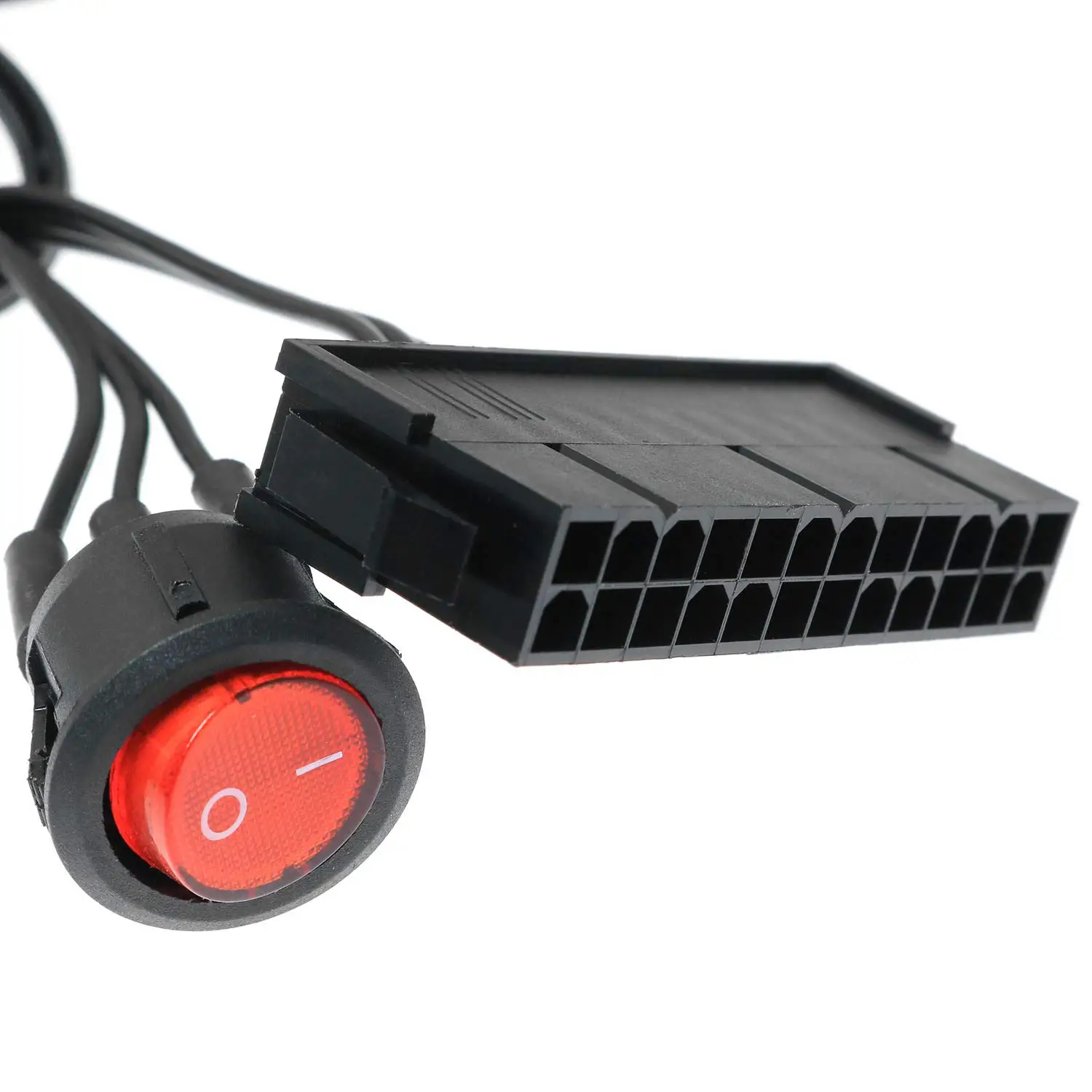 54cm Cable Copper Tin Wire 24-Pin Female ATX PSU PC Power Supply Starter Tester Start Up Jumper with ON/OFF Switch image 2