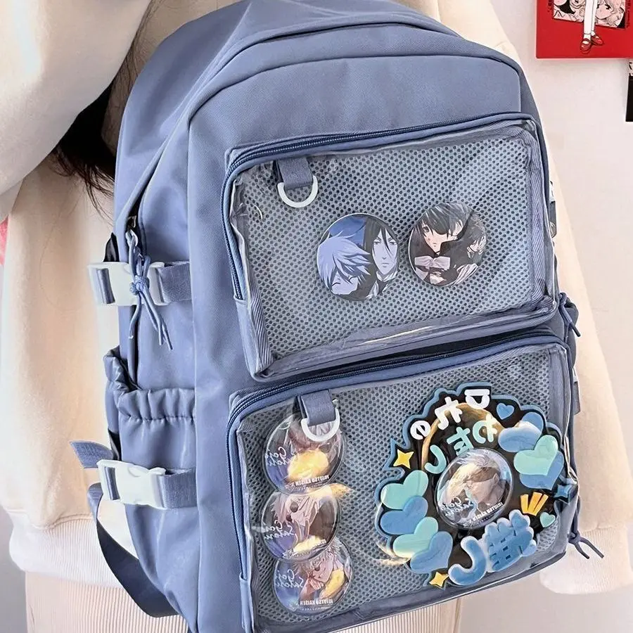 Japanese See-Through Backpack for Middle and High School Students Large Capacity Niche Schoolbag for Women