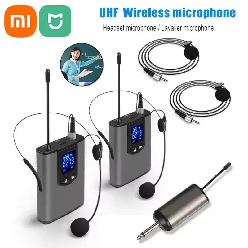 XIAOMI MIJIA Portable Wireless Headset Microphone+Lavalier Mic System Teaching Speech Interview Live Recording for iPhoneAndroid