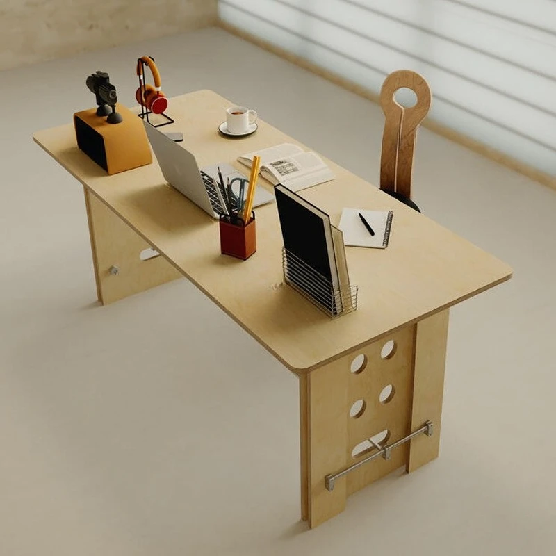 

Simple style desk, solid wood ocean plate metal integrated advanced office desk