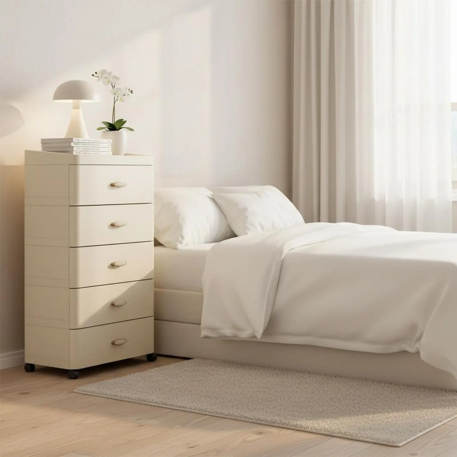 

Multi-Tier Drawer Cabinet Sturdy PP Material Bedroom Drawer Organizer Plastic Storage Storage Universal Rounded Corners