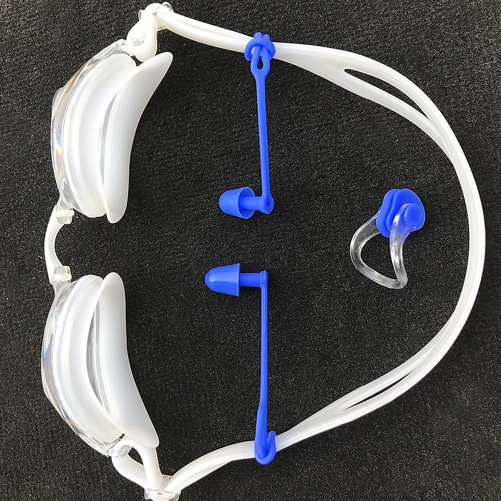 Juego de abrazaderas para la nariz para nadar, tapones para los oídos impermeables de silicona suave con cuerda para adultos, uso cómodo, 2 uds.