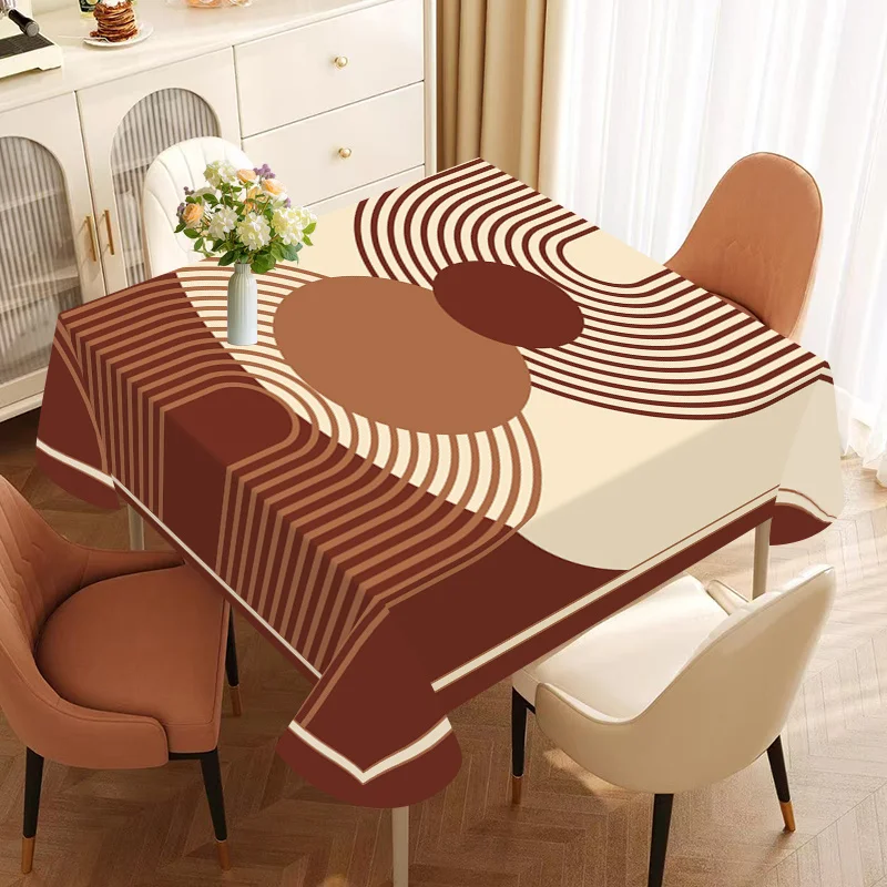 JIT + 1pc polyester tablecloth, modern geometric pattern tablecloth, simple line pattern tableclothzyc