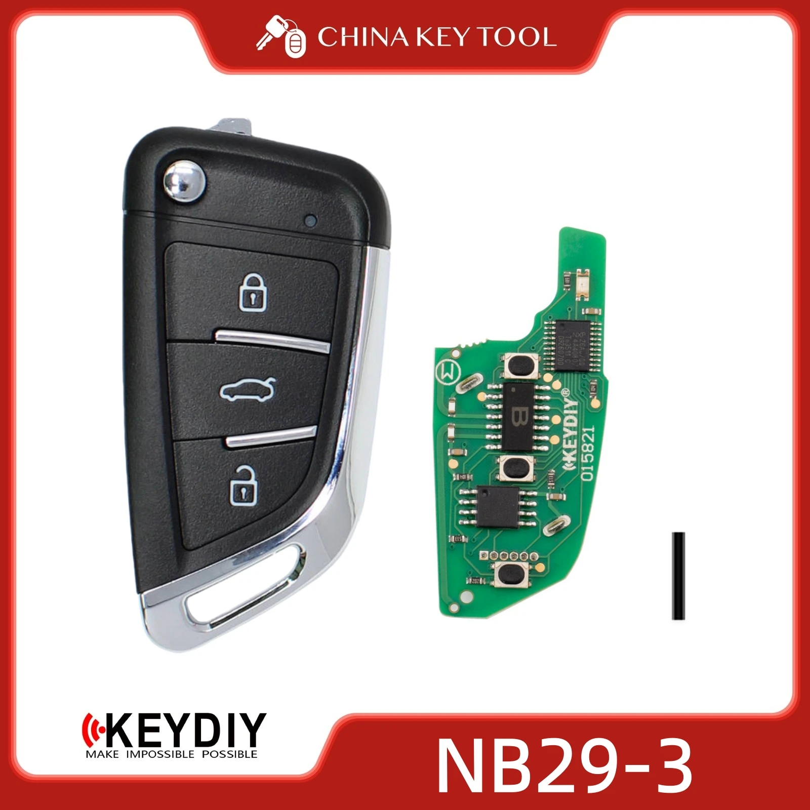 

KEYDIY KD NB29-3 PCF Универсальный откидной дистанционный ключ с 3 кнопками, совместимый с BMW типа