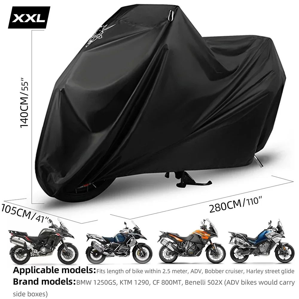 Rhinowalk Motorcycle Rain Cover Uv Protector Bike Dustproof Covers L/XL/XXL Lightweight Portable Silver Coating Lining