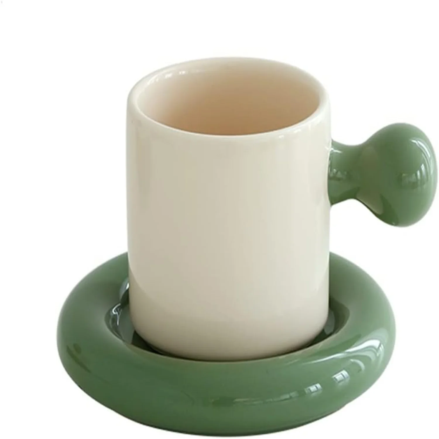 

300ml/10 oz Novelty Ceramic Coffee Mug Tea Cup and Saucer Set - Color A, Perfect for Coffee, Tea, Milk, and More!