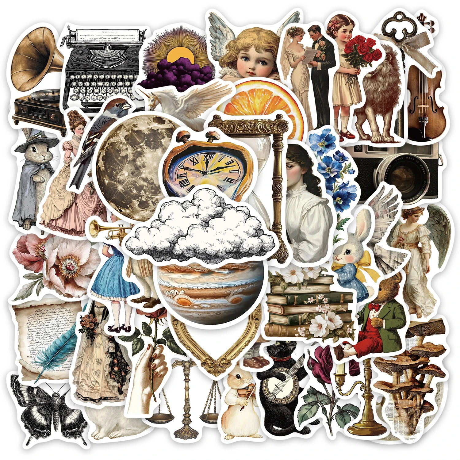 50 adesivi estetici di arte retrò, custodie per telefoni fai da te, adesivi giocattolo per tazze d'acqua per laptop