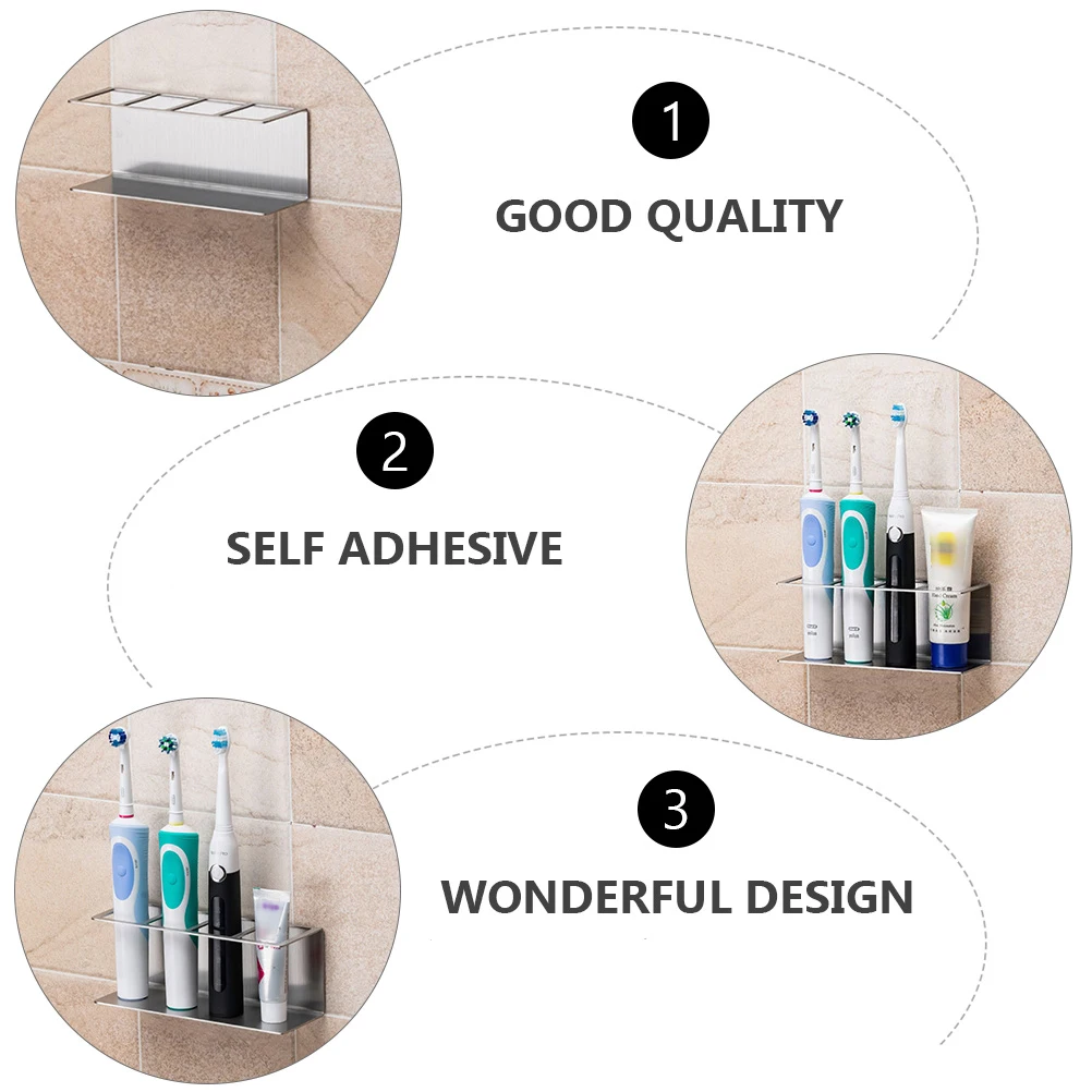 

Electric Toothbrush Rack Stainless Steel 3 Slots 1 Toothpaste Shelf ganizer Waterproof WallMounted SelfAdhesive Home Decor Gift