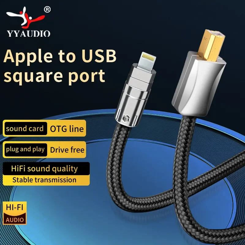 

YYAUDIO Lighting to Usb Square Jack Cable Hifi USB C Cable For IPhone 14 13 12 11 pro Type C To Lighting Date Wire