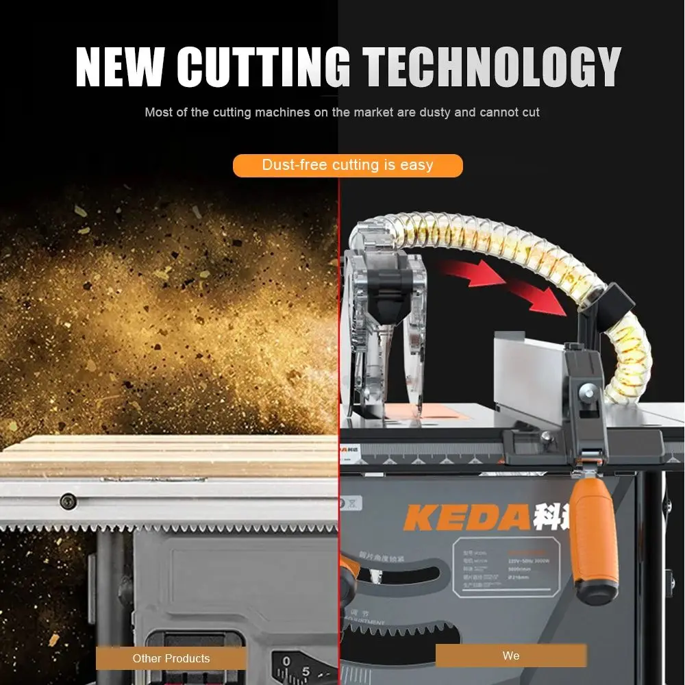 

DG-2000W Multifunctional Woodworking Cutting Saw Solid Wood Floor Dust-free Sliding Table Saw 8.5inch Dust-free Cutting Saw