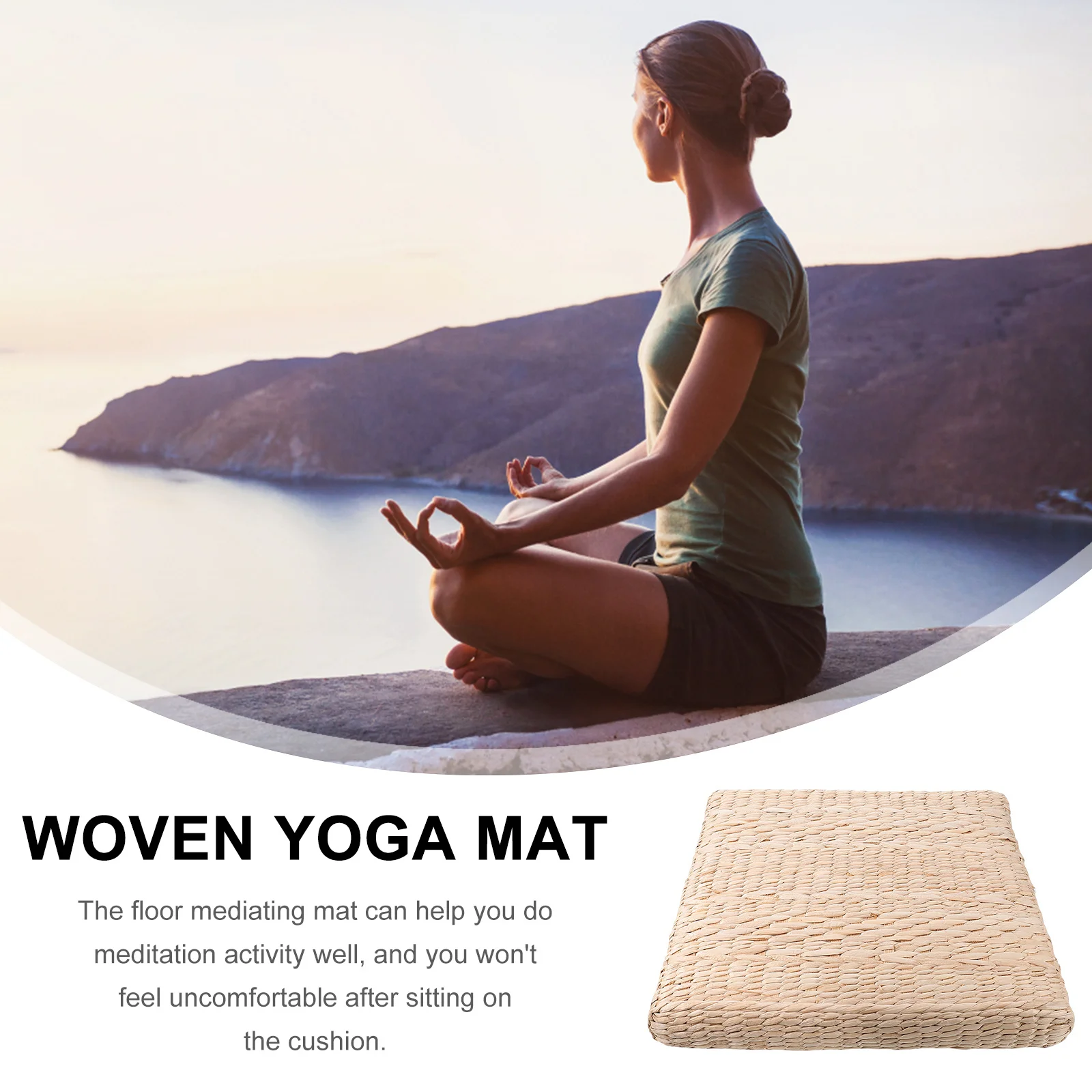 

1Pcs Handwoven Tatami Seat Cushion Sustainable Soft Meditation Mat for Yoga Ground Sitting Long-Lasting Shape-Retaining Home