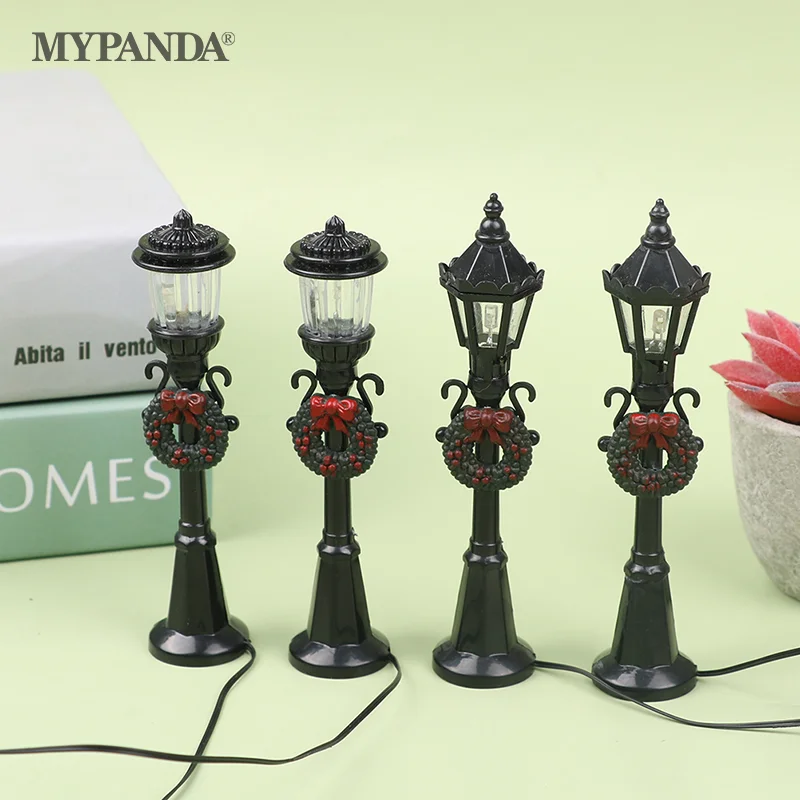 4Pcs/Set Christmas Mini Street Light Models Dollhouse Streetlight Micro-Landscape Fairy Garden Accessories