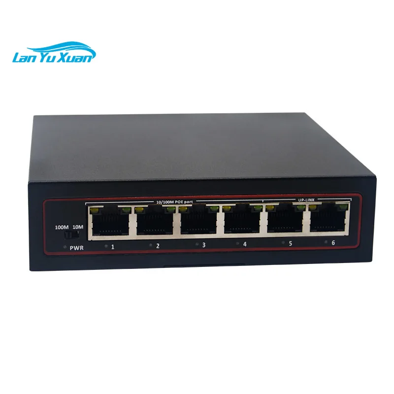 High Quality 12V 24V Poe Switch 60W 10/100Mbps 4 PoE Ports with 2 Uplink Ports Power Over Ethernet