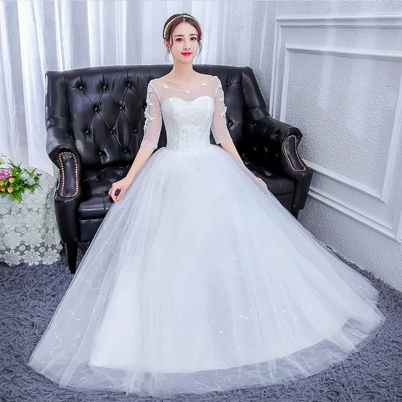 Plus Size Wedding Dress Sticker Decoration White Large Wedding Dresses Elegant and Fashionable Floor Length Wedding Dress