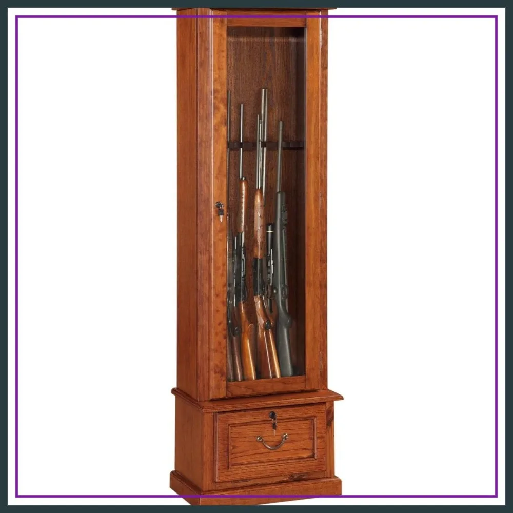 Armario para 8 Armas con Puerta de Vidrio Templado con Cerradura, Almacenamiento Seguro para Rifles