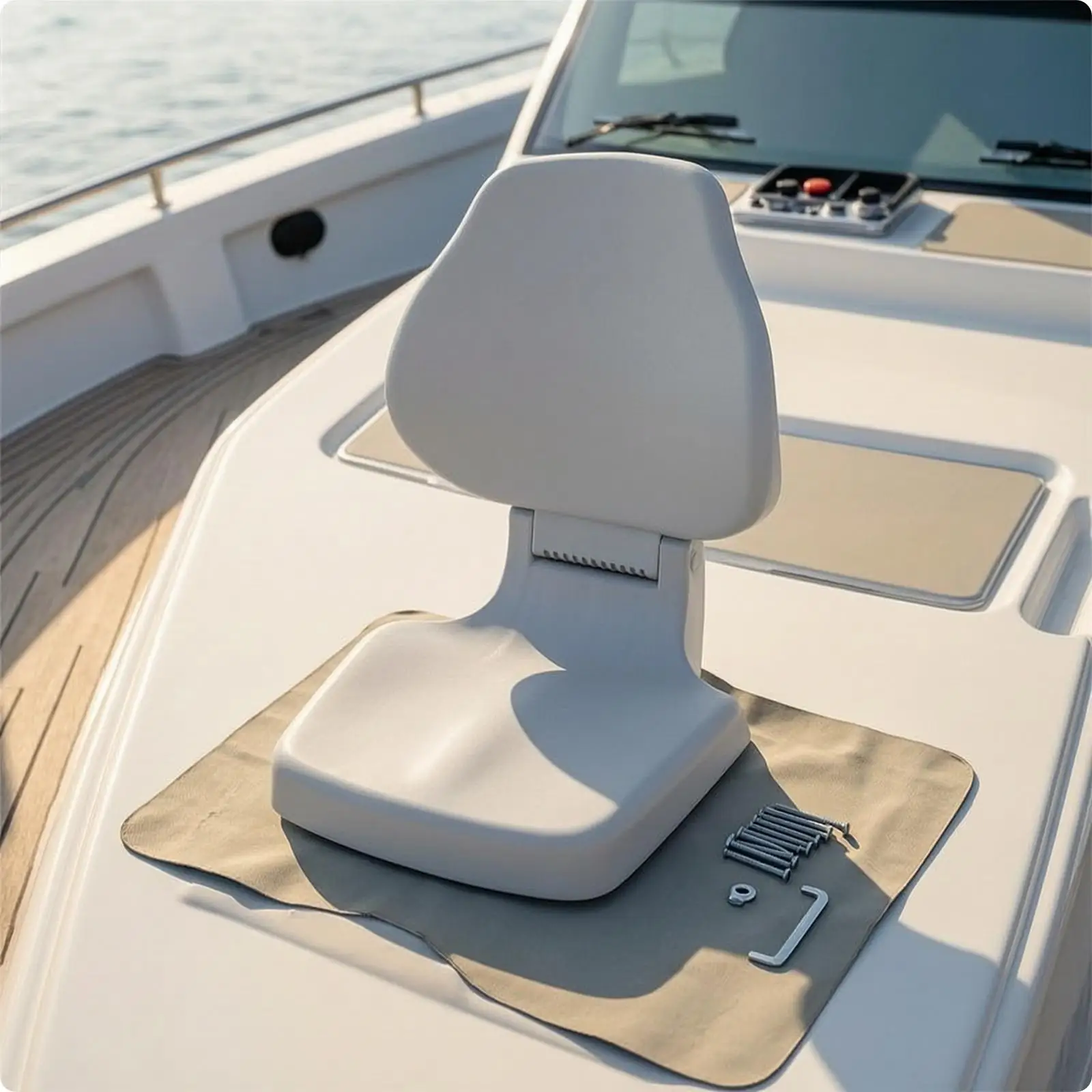 Lure Stool Seat Nautical-Style Boat Seat with Backrest Contoured Boat Chair with Backrest for Anglers, Boaters, Fishing, Boats,