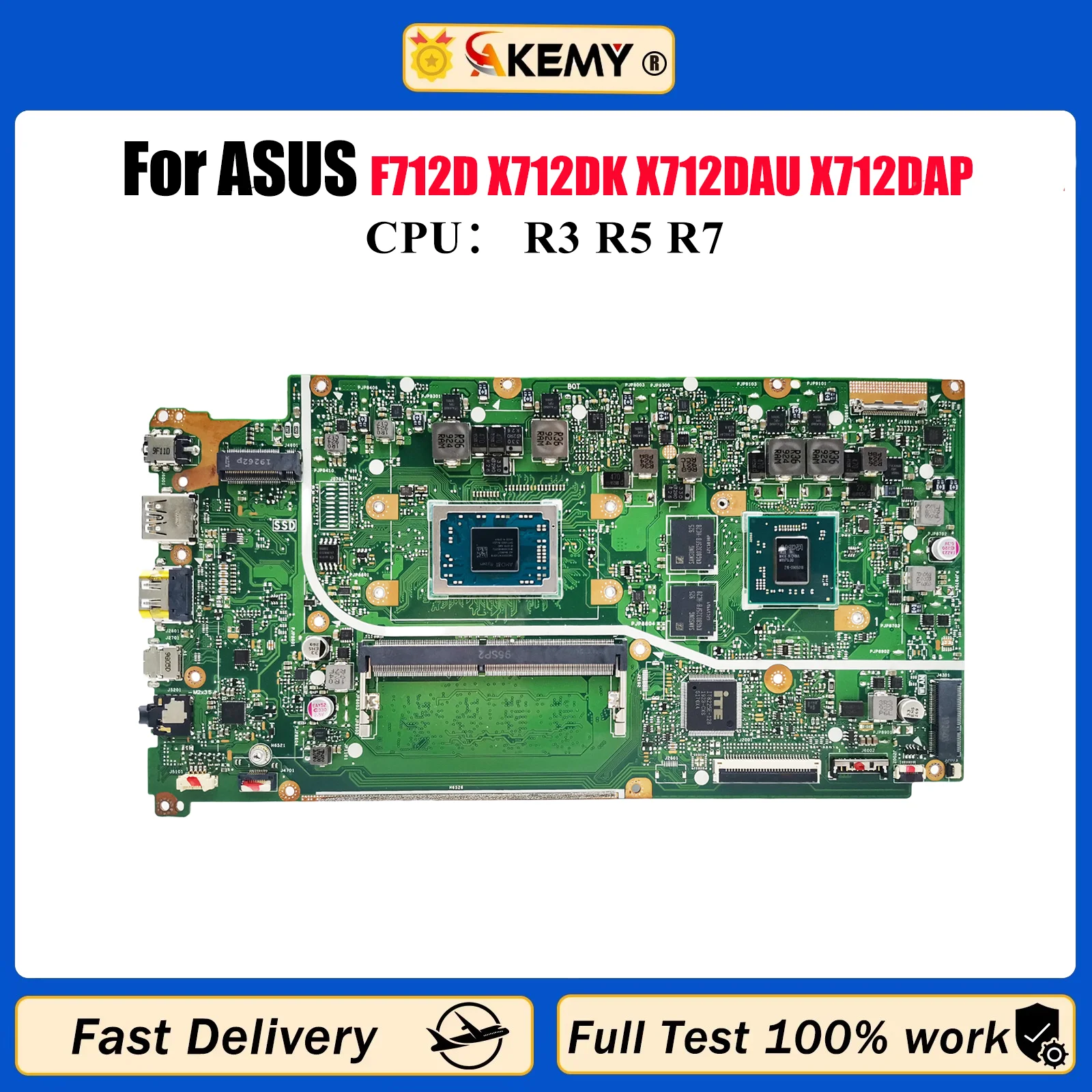 

X712DK Материнская плата для ноутбука ASUS VivoBook X712D F712D M712D V5000d M5050D X712DK X712DAU X712DAP Материнская плата с процессором R3 R5 R7