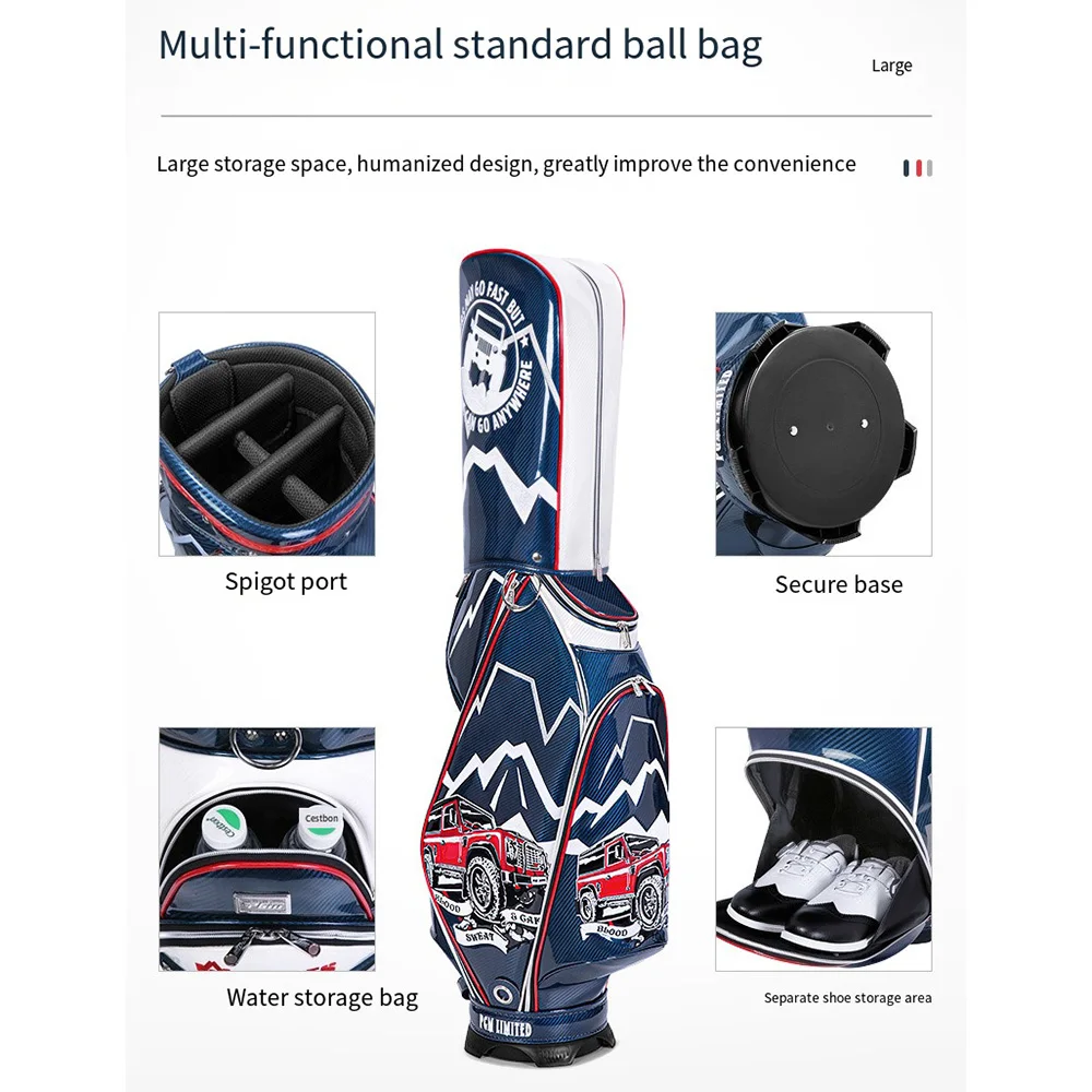 PGM Golf Men Bag,Waterproof Wear Resistant Large Capacity Golf Standard Bag,Lightweight Portable Golf Multifunctional Bag QB112