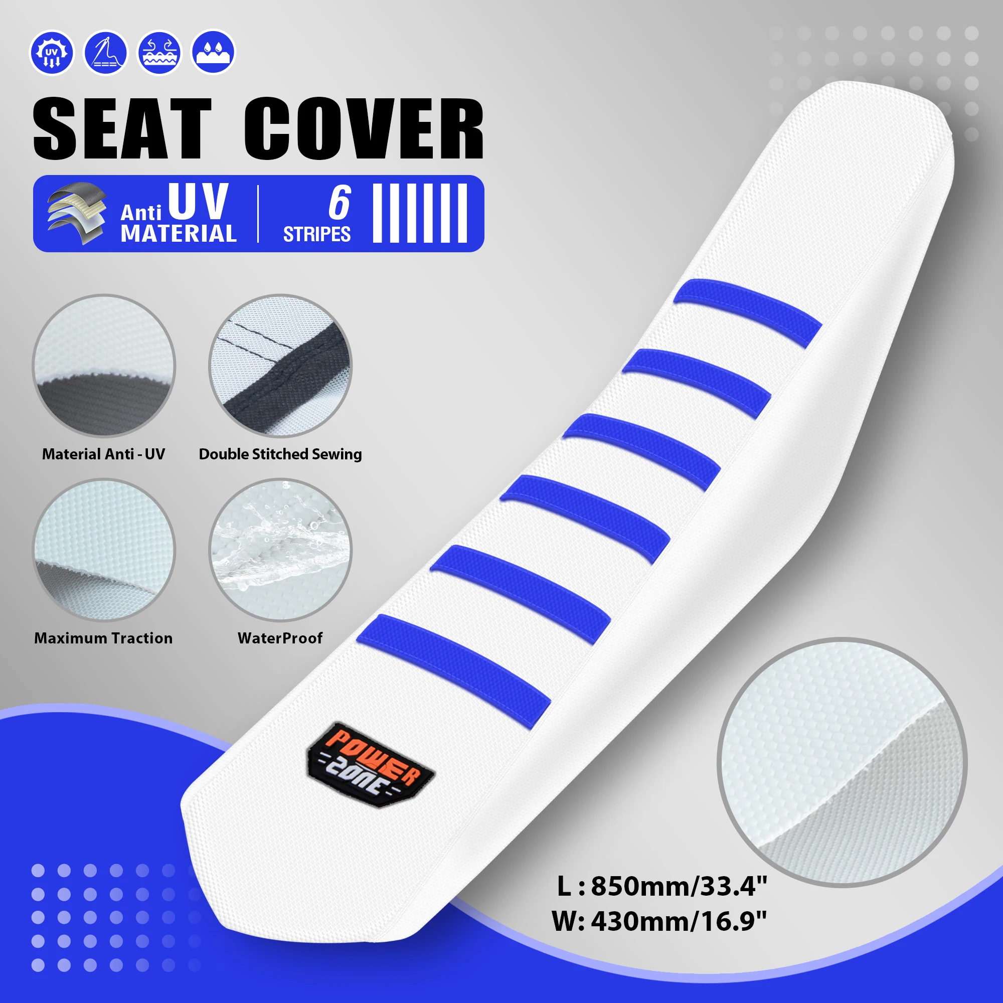 Powerzone Motorcycle White Seat Cover for YAMAHA KAWASAKI Honda KTM Waterproof Universal Dirt Bike Seat Cushions Accessories
