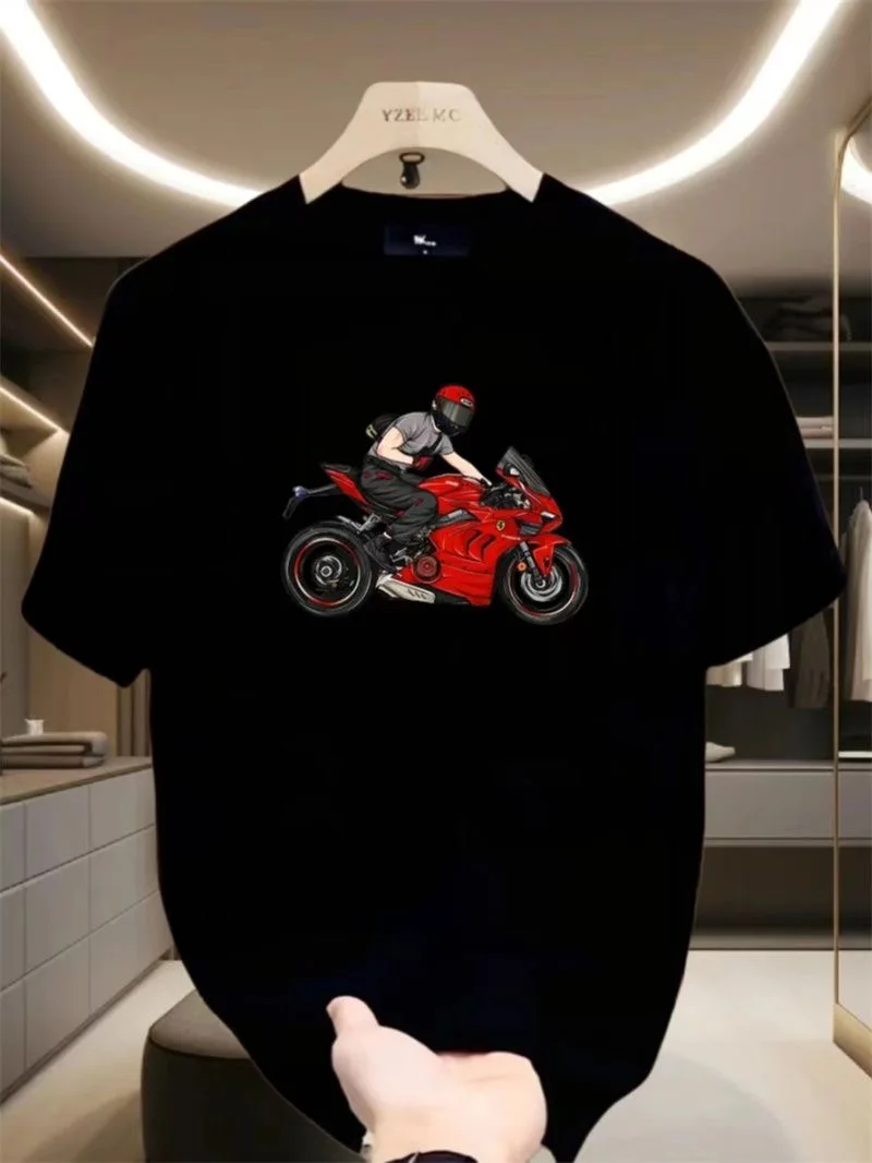 Ducati motorcycle Printed Men T-Shirts Beach Breathable Funny Clothing Oversize Casual Cotton Tops Mans Short Sleeve