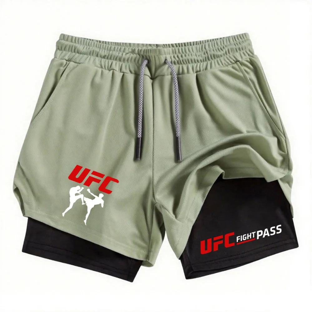 Мужские спортивные шорты 2-в-1 с логотипом UFC