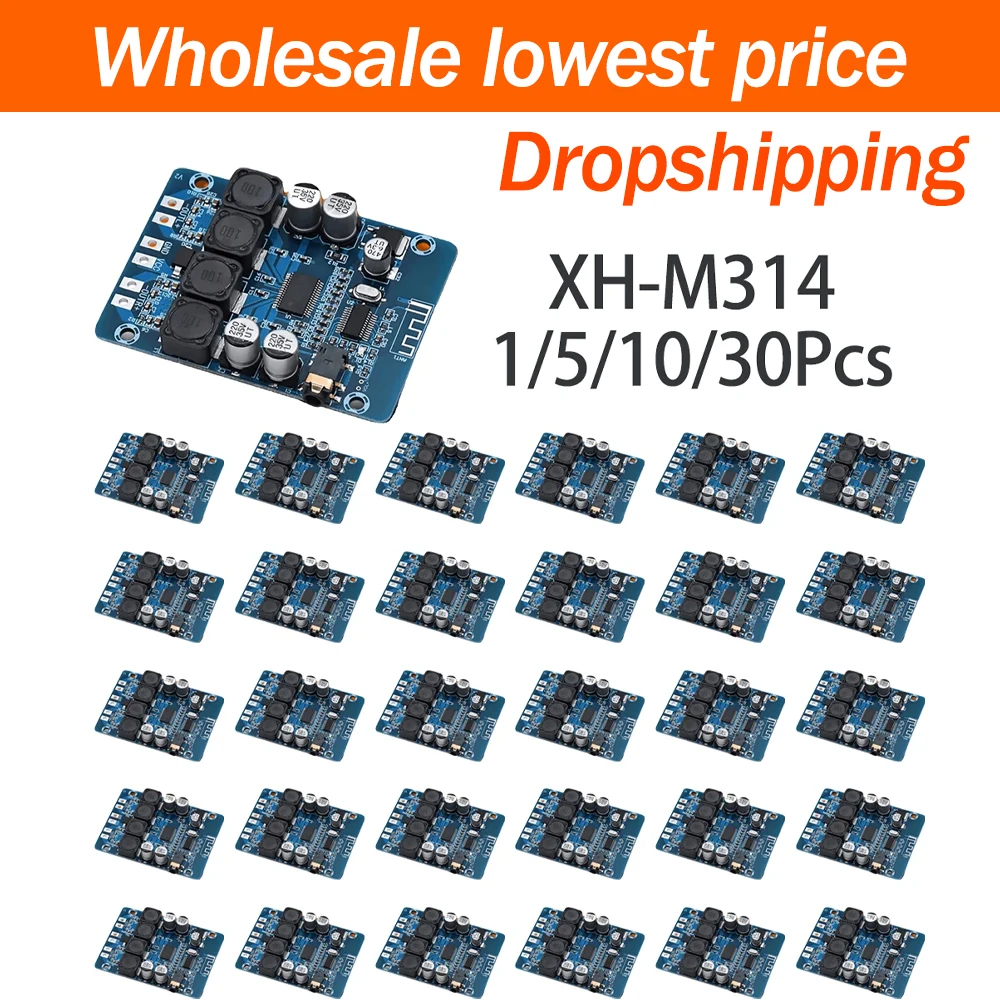 1 5 10 30Pcs XH-M314 Bluetooth Digital Amplifier Board TPA3118 Chip Audio Decoding Amplifier Module DC 12V To 20V Power Supply