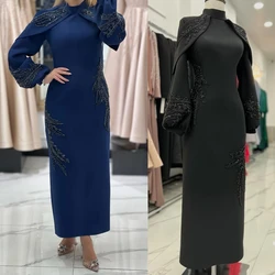 Customized Mesprit Elegant Fashion High Collar A-line Evening Dresses Paillette Beading S Anke Length Custom Dress