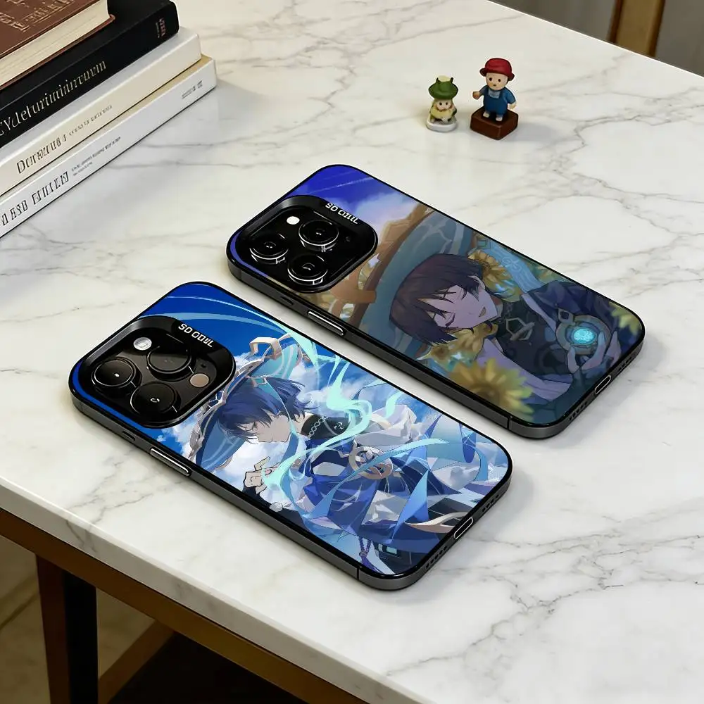 

Scaramouche Genshin Impact Phone Case For iPhone 17,16,15,14,13,12,11 Plus,Pro Max,XS,Colored Silver Plated Inside Cover