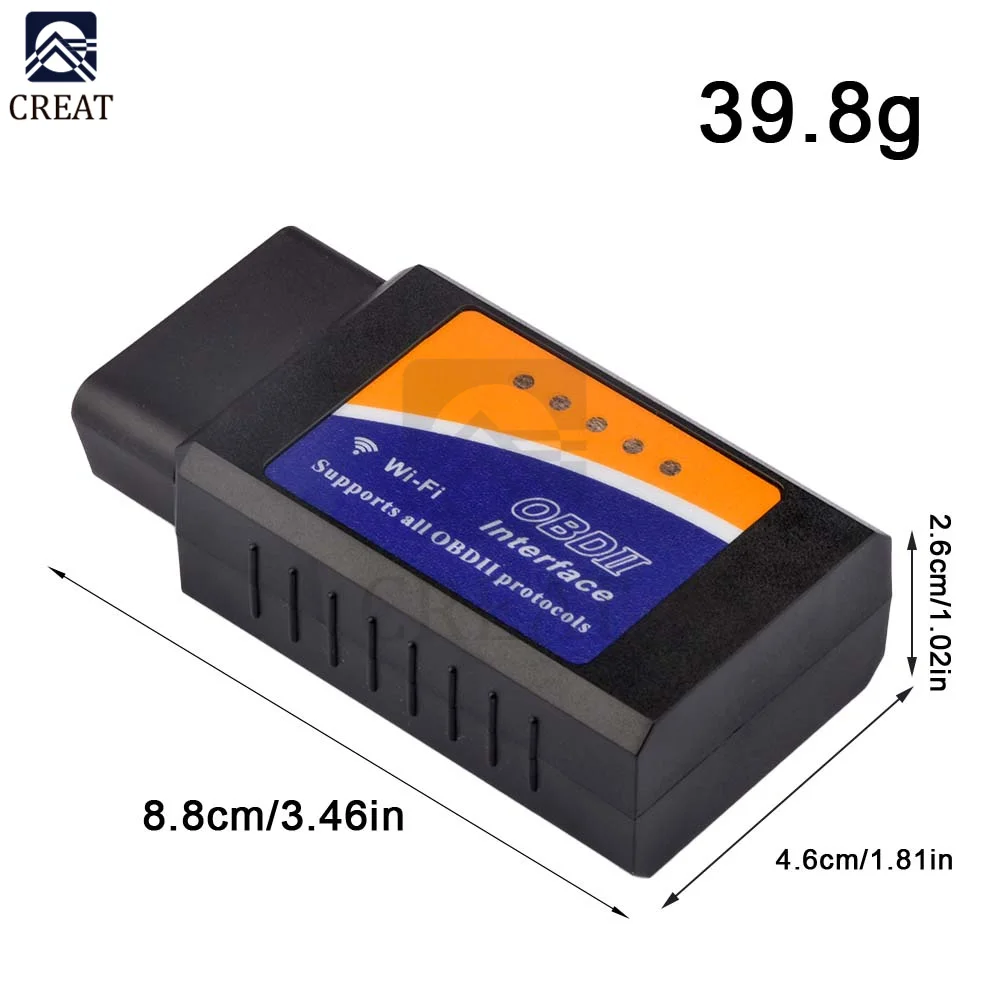 ELM-327 OBD2 Scanner For Car ELM327 WiFi V1.5 Auto Diagnostic Tools ELM 327 V 1.5 Wi-fi Obd 2 Code Reader Scanner For iOS