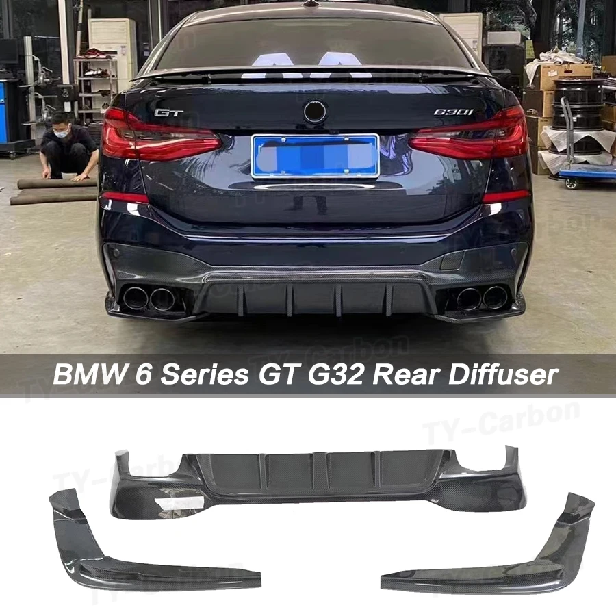 Car Rear Bumper Diffuser Lip for BMW 6 Series GT G32 M-Sport 2017-2022 Car Rear Diffuser Lip Spoiler Guard Splitter Carbon Fiber