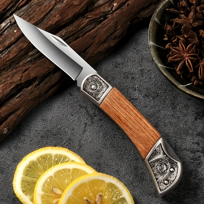 BAKULI Engraved pattern folding knife, portable portable knife, outdoor cutting knife, EDC equipment, high hardness knife