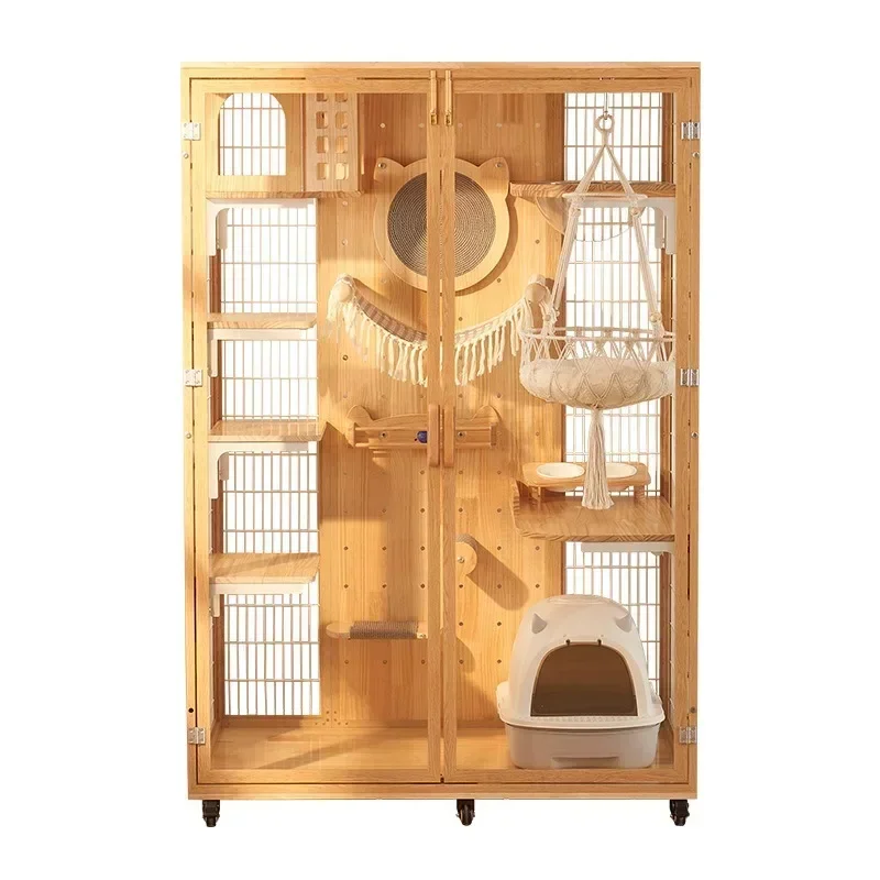 Good Items Pet Cages&houses Multi Function Cat Cage Large Pet Furniture Solid Wood Cat Villa