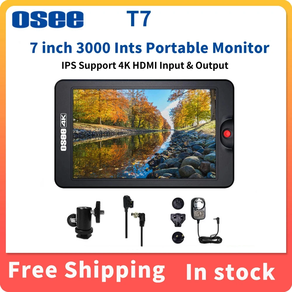 OSEE T7 7 Inch 3000 Nits Monitor DSLR Camera Field 3D Lut HDR 1920×1200 Full HD Monitor IPS Support 4K HDMI Input & Output