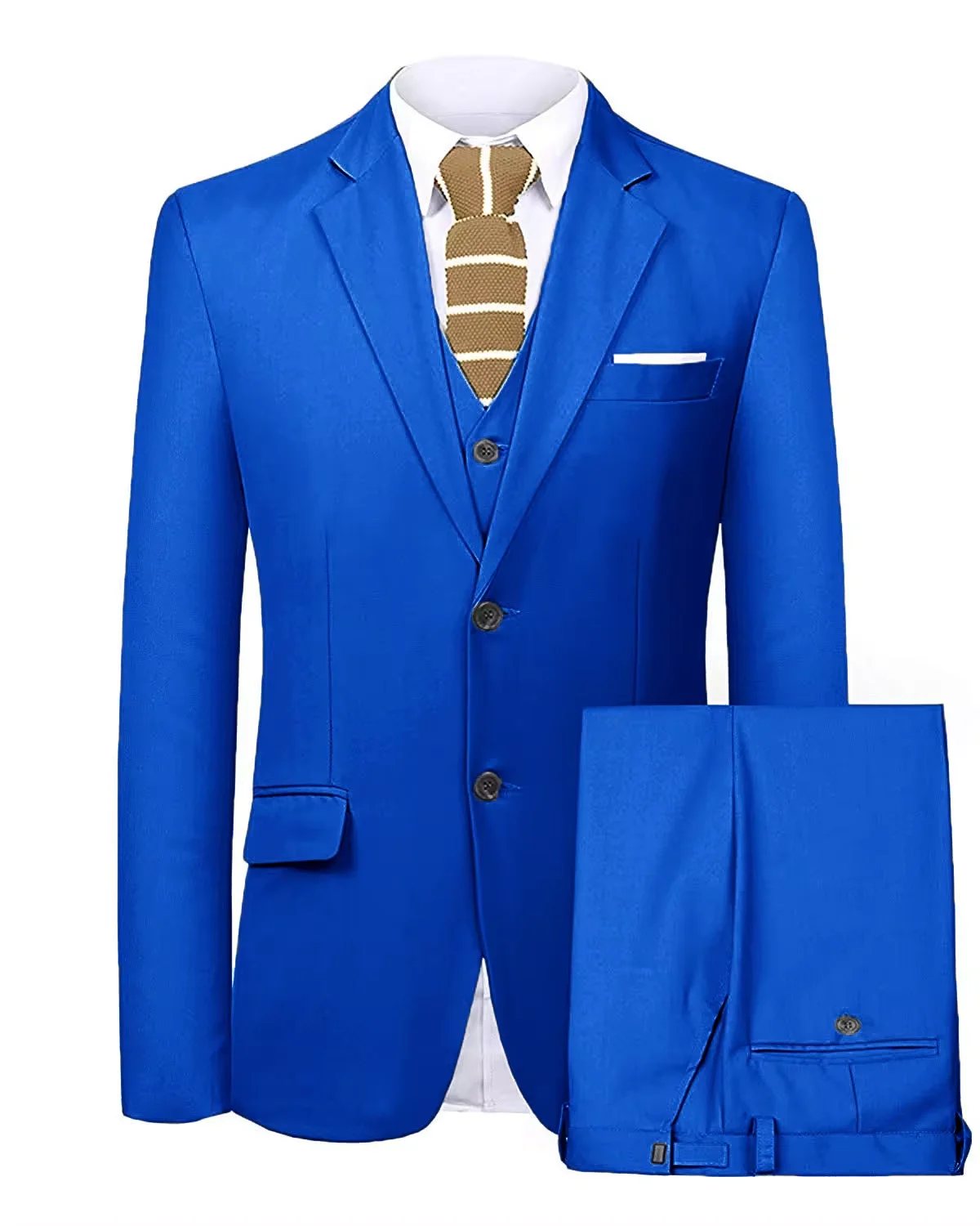 

Formal Solid Men's 3 Pieces Suit Two Buttons Notch Lapel Jacket Vest Pants Dinner Wedding Tuxedos Slim Fit Formal Business Suits