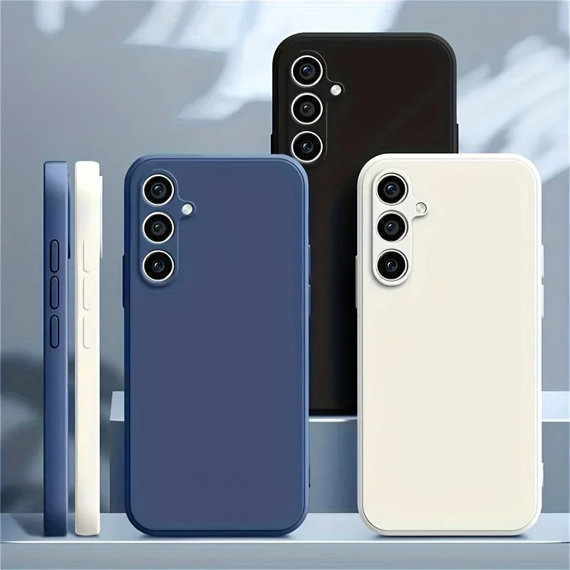 Square Silicone Straight Edge Phone Case Suitable for Samsung Galaxy S25 S24 S23 S21 S20 FE S22 Plus S20 Ultra