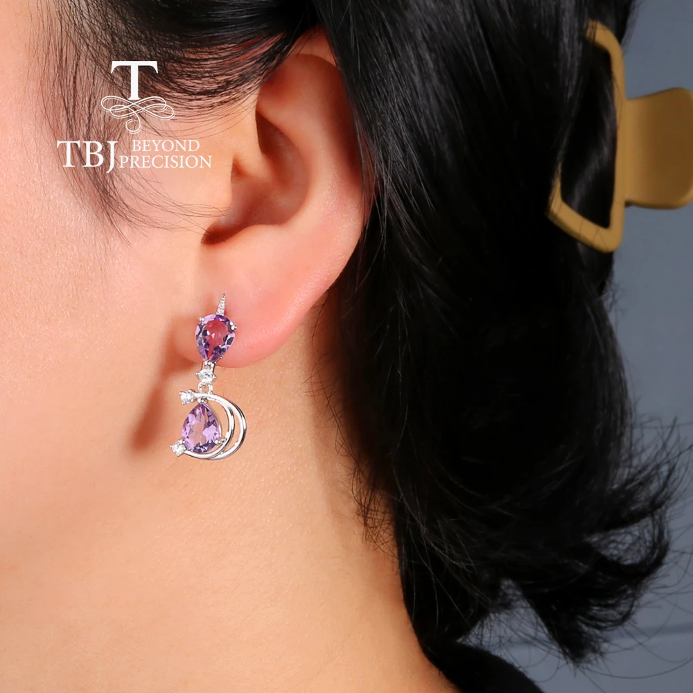 2026 Romantic design earrings  with natural  amethyst 925 sterling silver fine jewelry for women  banquet & holiday gifts