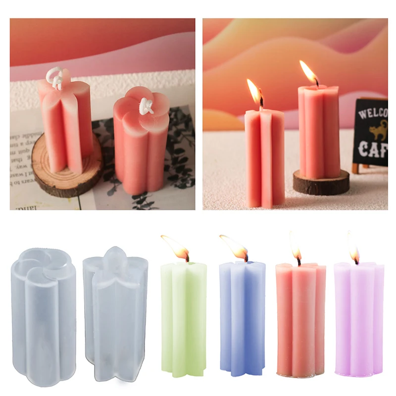 2 Styles Simple Long Flower Candles Epoxy Resin Mold DIY Plum Blossom Sakura Candles Making Gift Casting Mould