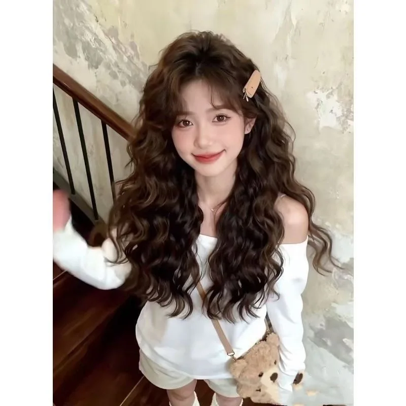 Synthetic Full Wig Women's Natural-Looking Youthful Long Curly Voluminous Style Atmosphere Daily Cosplay Party Layered Wavy Hair