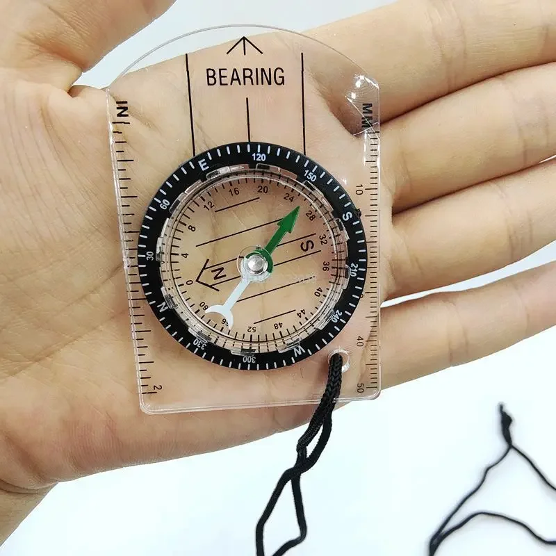 Outdoor Professional Mini Compass Map Scale Ruler Multifunctional Equipment Outdoor Hiking Camping Survival Compass Guiding Tool