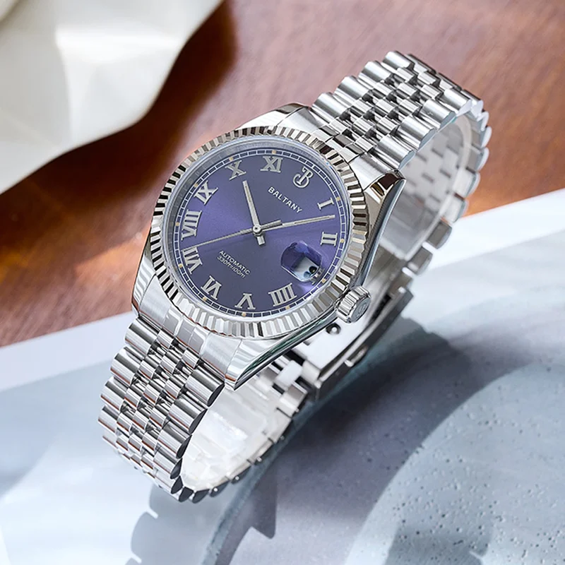 

Baltany S4094 39 мм DJ Homage Мужские механические часы Водонепроницаемый юбилейный браслет с рифленым безелем NH35 Автоматические роскошные наручные часы