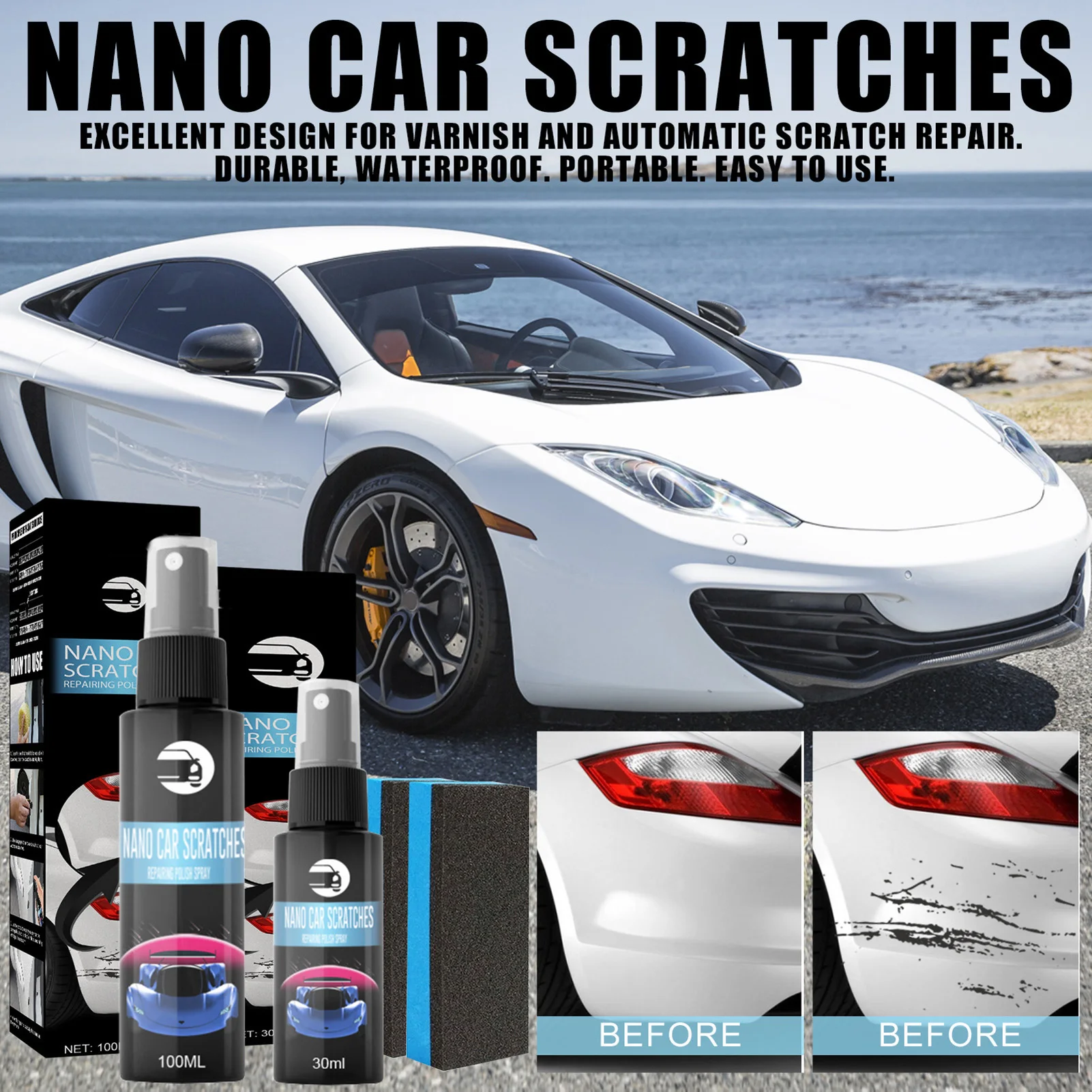 Car Surface Repair and Maintenance Spray Car Paint Repair Long Lasting Effect Spray for Cars Motorcycles Yachts