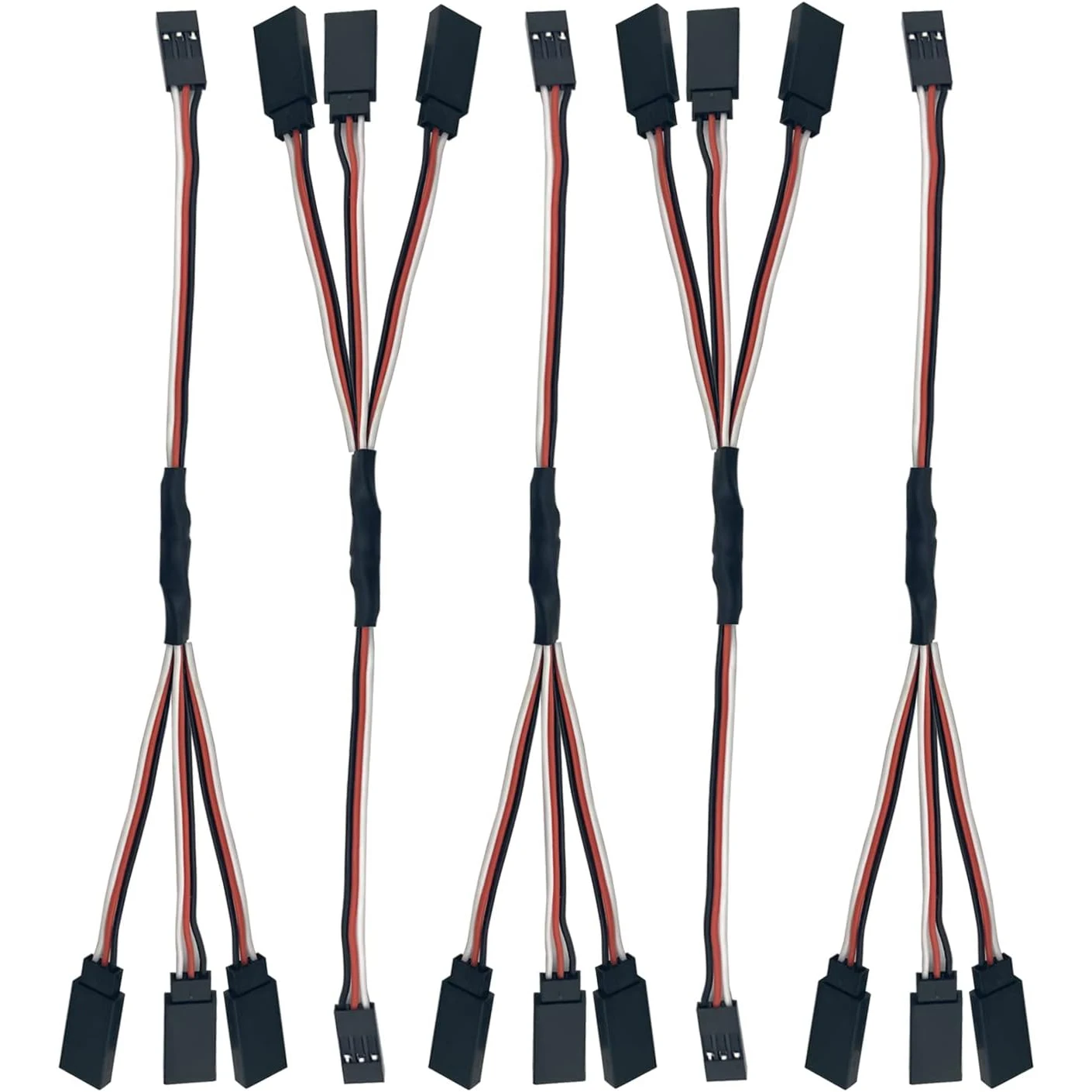 5pcs JR Y Connector Servo Extension Cable 3 Pin JR Plug Splitters 1 Male to 3 Female Servo Y Extension Connector for RC Models