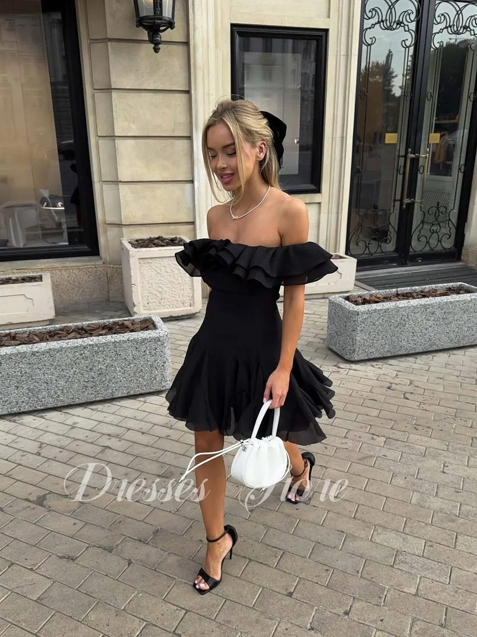 MD New Modern Off Shoulder A-line Mini Prom Gown Pleat Chiffon Ruffle robes de cocktail Corset Birthday Dress Customized 2025