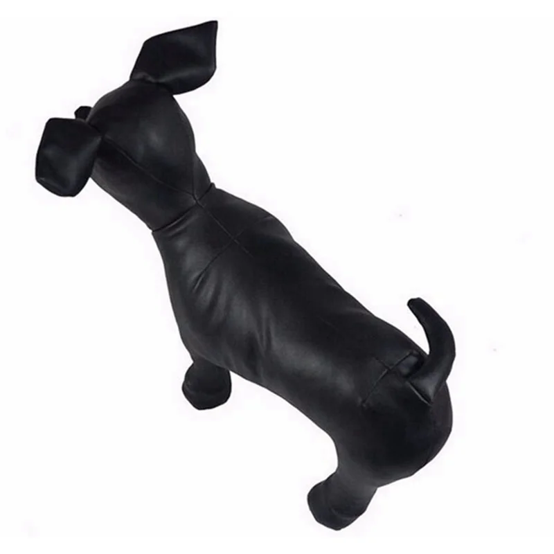 

B59A 2 Pcs Leather Dog Mannequins Standing Position Dog Models Toys Pet Animal Shop Display Mannequin White S & Black M