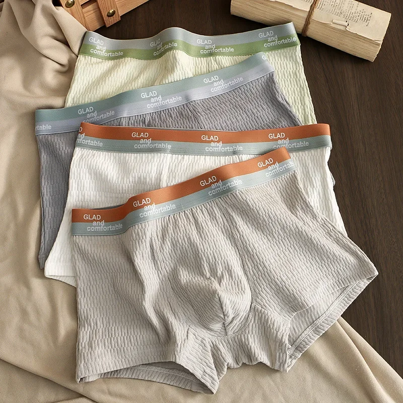 3Pcs Mens Panties Solid Color Cotton Boxershorts Comfortable Man Bulge Pouch Underwear Boxers Breathable U Convex Underpants