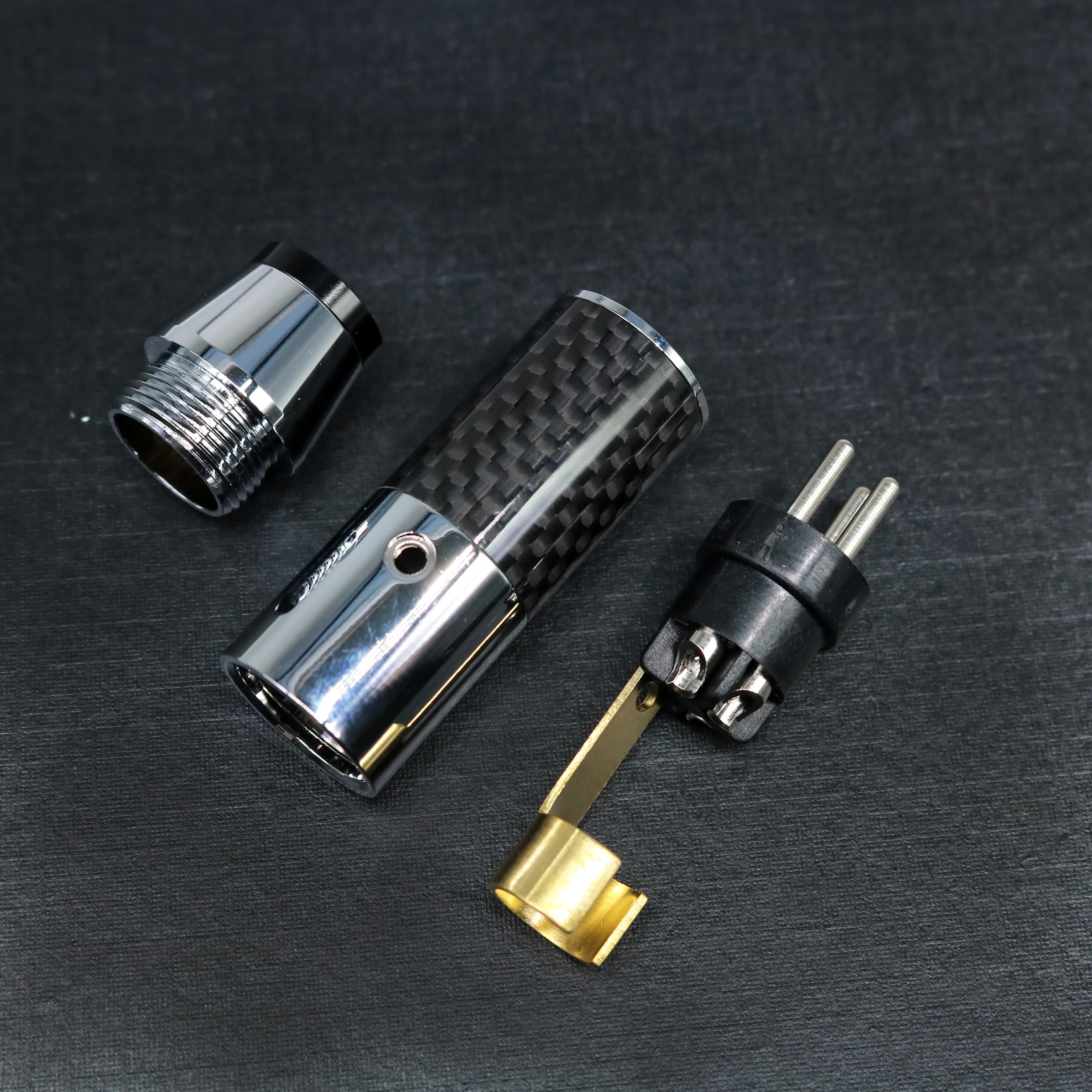 XLR Stecker Jack XSSH HIFI Audio Schwarz Carbon Faser Tellur Kupfer Überzug Rhodium Gold Nylon Weiblich Männlich 3 Pins XLR stecker – Detail 5